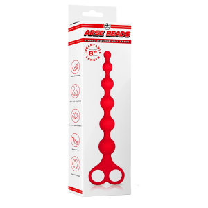 NMC 8 INCH RIBBED SILICONE ANAL BEADS RED