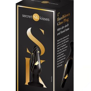 Czarna szklana wtyczka analna z ręcznie dmuchanego szkła Secret Kisses 4 inch