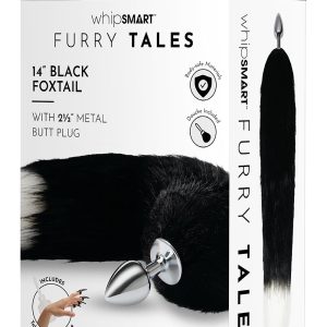 Metalowa wtyczka analna z 14 calowym czarnym ogonem