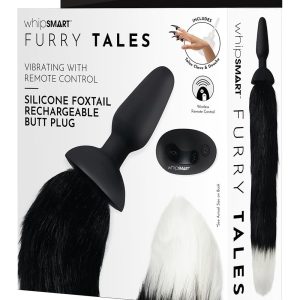 Silikonowa wibracyjna wtyczka analna Whipsmart 4.9 inch z 14 calowym ogonem czarnego lisa