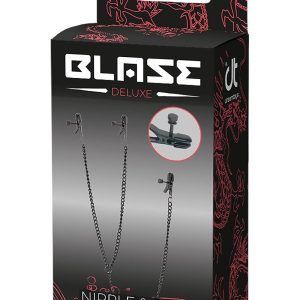 Metalowe czarne klamry na sutki Blaze Deluxe