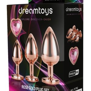Zestaw błyszczących zatyczek analnych Gleaming Love Rose Gold