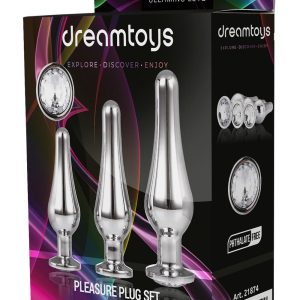 Zestaw 3 stożkowych zatyczek analnych Gleaming Love Silver