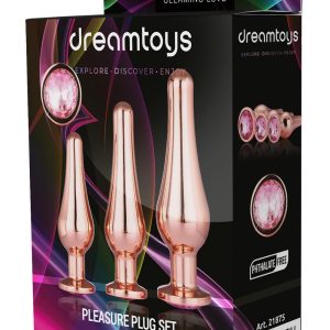 Zestaw 3 stożkowych zatyczek analnych Gleaming Love Rose Gold