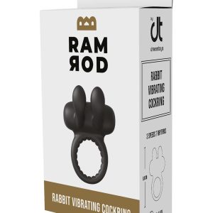 Czarny wibrujący pierścień na penisa Ramrod Rabbit