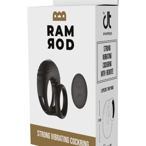 Czarny wibrujący pierścień na penisa Ramrod Strong z pilotem