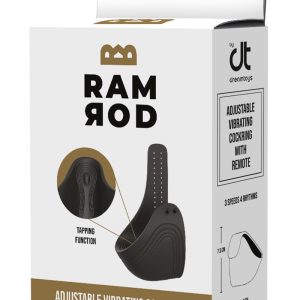 Czarny wibrujący pierścień na penisa Ramrod Adjustable z pilotem