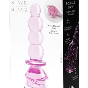 Szklane dildo Glaze Glass Rosebud Beaded G Plug