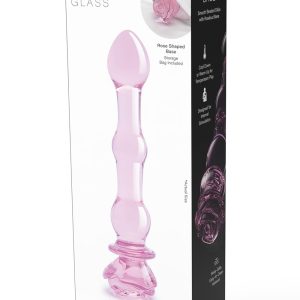 Szklane dildo Glaze Glass Rosebud Beaed