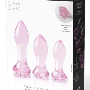 Zestaw szklanych korków analnych Glaze Glass Rosebud