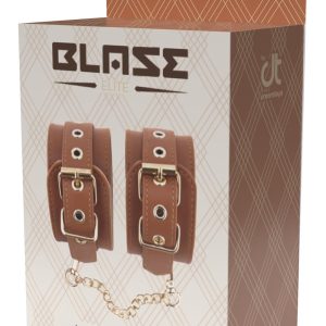 Kajdanki Blaze Elite na ręce z skóry wegańskiej koniakowej