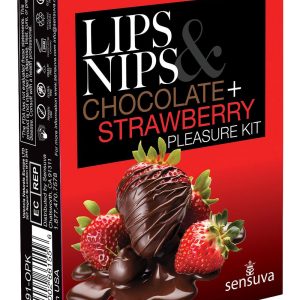 SENSUVA LIPS AND NIPS PLEASURE KIT CHOCOLATE NIP ZIP AND LTD EDITION CHOCOLATE STRAWBERRY XBALM