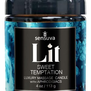 SENSUVA LIT SWEET TEMPTATION LUXURY MASSAGE CANDLE VANILLA, SUGAR AND SWEET PEA