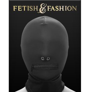 FETISH & FASHION ZIPPERED MOUTH HOOD BLACK