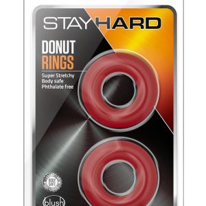 Czerwone pierścienie na penisa Stay Hard Donut Rings