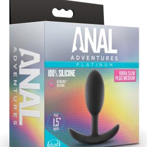 Średnia czarna silikonowa wibracyjna wtyczka analna Anal Adventures Platinium