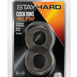 STAY HARD COCK RING AND BALL STRAP BLACK