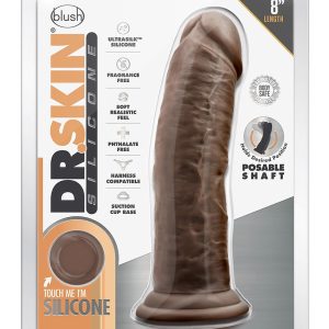 DR. SKIN SILICONE DR. SHEPHERD 8 INCH DILDO WITH SUCTION CUP CHOCOLATE