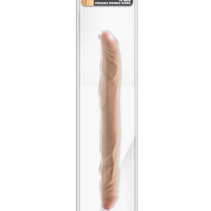 DR. SKIN PLUS 14” POSABLE DOUBLE DONG BEIGE