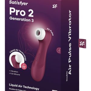 SATISFYER PRO 2 GENERATION 3
 WITH LIQUID AIR  WINE RED