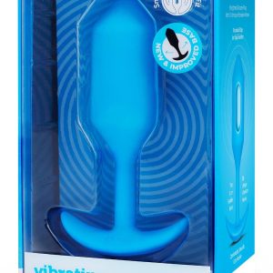 Niebieski korek analny b-Vibe Vibrating Snug Plug 3