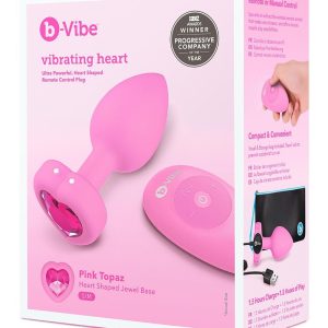 Różowa wibrująca wtyczka analna Heart Shape Jewel