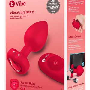 Czerwona wibrująca wtyczka analna Heart Shape Jewel