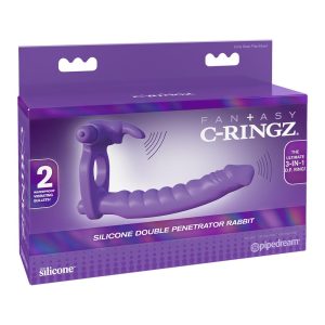 FANTASY C-RINGZ SILICONE DOUBLE PENETRATOR RABBIT PURPLE