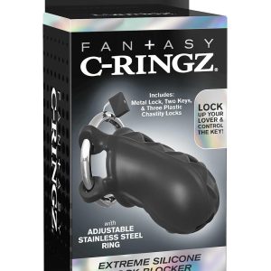FANTASY C-RINGZ EXTREME SILICONE COCK BLOCKER BLACK