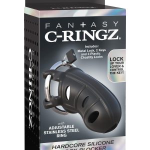 FANTASY C-RINGZ HARDCORE SILICONE COCK BLOCKER BLACK
