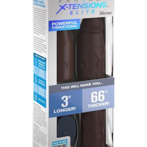 FANTASY X-TENSIONS ELITE 9 INCH SLEEVE VIBRATING 3 INCH PLUG WITH REMOTE BROWN