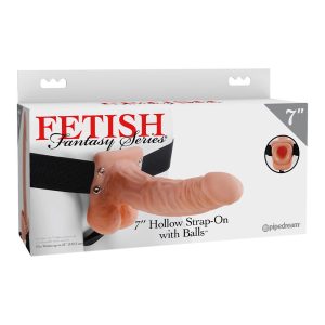 FETISH FANTASY SERIES 7 INCH HOLLOW STRAP-ON WITH BALLS LIGHT