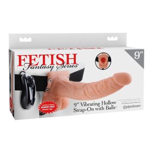 FETISH FANTASY SERIES 9 INCH VIBRATING HOLLOW STRAP-ON WITH BALLS LIGHT