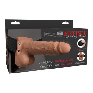 FETISH FANTASY SERIES 7 INCH HOLLOW STRAP-ON WITH REMOTE TAN