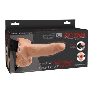 FETISH FANTASY SERIES 6 INCH HOLLOW STRAP-ON WITH REMOTE LIGHT