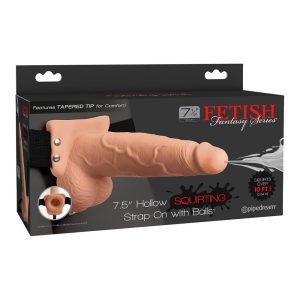FETISH FANTASY SERIES 7 INCH SQUIRTING HOLLOW STRAP-ON LIGHT