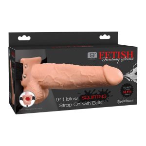 FETISH FANTASY SERIES 9 INCH SQUIRTING HOLLOW STRAP-ON LIGHT