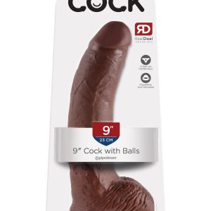 KING COCK 9 INCH COCK WITH BALLS BROWN