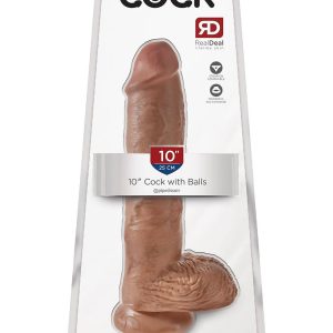 Realistyczne dildo 10 inch z jądrami 8211 Karmelowy - Brązowy
