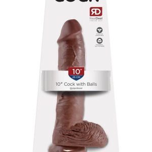 KING COCK 10 INCH COCK WITH BALLS BROWN