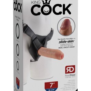 KING COCK 7 INCH UNCUT WITH STRAP ON HARNESS LIGHT