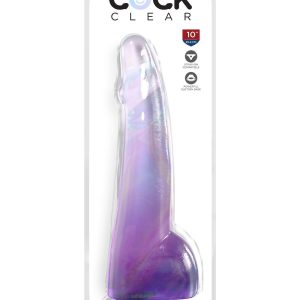 KING COCK CLEAR 10 INCH COCK WITH BALLS PURPLE