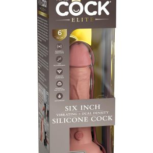 KING COCK ELITE 6 INCH DUAL DENSITY VIBRATING SILICONE COCK LIGHT