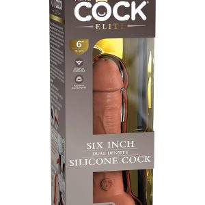 KING COCK ELITE 6 INCH DUAL DENSITY VIBRATING SILICONE COCK TAN