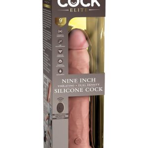 KING COCK ELITE 9 INCH DUAL DENSITY VIBRATING SILICONE COCK WITH REMOTE LIGHT