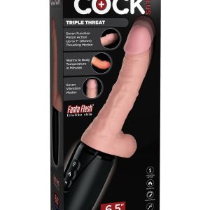KING COCK PLUS 6.5 INCH THRUSTING COCK WITH BALLS - TRIPLE THREAT LIGHT
