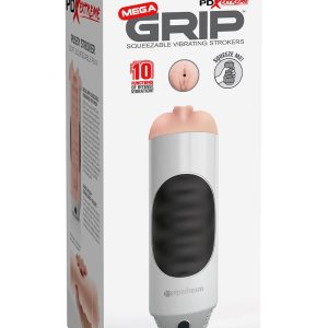 PDX EXTREME MEGA GRIP VIBRATING STROKER PUSSY WHITE