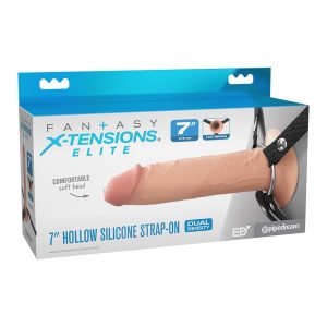 FANTASY X-TENSIONS ELITE 7 INCH SILICONE HOLLOW STRAP-ON - DUAL DENSITY - LIGHT