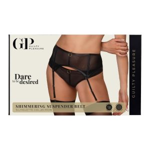GUILTY PLEASURE SHIMMERING SUSPENDER BELT, L/XL