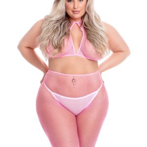 SUNSET GLOW BIKE SHORT SET PINK, PLUS SIZE